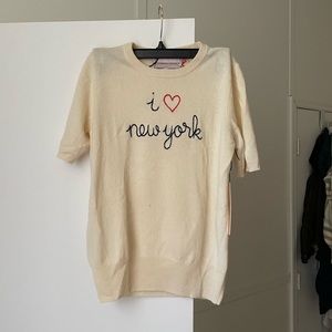 Lingua Franca “I 🤍 New York” Short Sleeve Cashmere Sweater (Size Small)